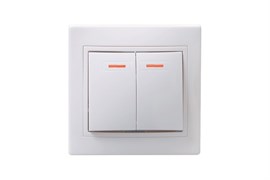 Выключатель IEK EVK20-К01-10-DM Кварта, двухклавишный, встраиваемый, с подсветкой, белый 78958