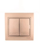 Выключатель LEZARD 701-3131-101 Мира, двухклавишный, встраиваемый, светло-коричневый перламутр 71561