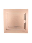 Выключатель LEZARD 701-3131-111 Мира, одноклавишный, встраиваемый, с подсветкой, светло-коричневый перламутр 71564