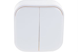 Выключатель IONICH 1413, двухклавишный, накладной, белый 67618