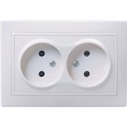 Розетка IEK ERК01-K01-10-DМ Кварта, двухместная, встраиваемая, без заземления, белая 78981