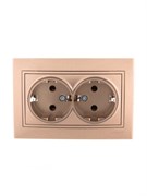 Розетка LEZARD 701-3131-127 Мира, двухместная, встраиваемая, с заземлением, светло-коричневый перламутр 71537