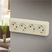 Розетка INTRO Quadro 2-207-02, четырехместная, накладная, без заземления, слоновая кость 85194