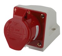 Розетка стационарная ЭРА R(OUT)-16-3P-PE-IP44, накладная, одноместная, 3Р+Е, 16А, 380В, с защитной крышкой 90536