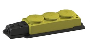 Колодка для удлинителя NE-AD 4153, трехместная, 16A, 220-240В, IP54, 3500Вт, с заземлением, с заглушкой, каучук, желтый 90702