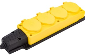 Колодка для удлинителя NE-AD 4154, четырехместная, 16A, 220-240В, IP54, 3500Вт, с заземлением, с заглушкой, каучук, желтый 90703