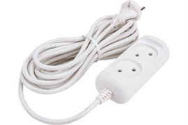 Удлинитель ЭРА U-2-5m-2x1, 2х5м, ПВС 2х1мм2, 10А, 2200Вт, без заземления, белый 88501