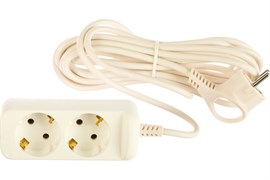 Удлинитель ЭРА UX-2e-5m, 2х5м, ПВС 3х0.75мм2, 10А, 2200Вт, с заземлением, белый 87386