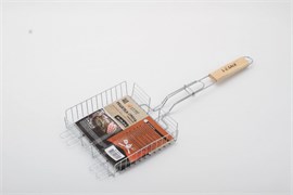 Решетка-гриль 1-2.SALE, 22х20х5см, глубокая, ручка 58см, стальная, хром 86634