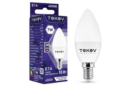 Лампа светодиодная TOKOV ELECTRIC TKE-C37-E14-7-4K, С37, 7Вт, 220В, 4000К, цоколь Е14 79649