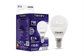 Лампа светодиодная TOKOV ELECTRIC TKE-G45-E14-7-4K, G45, 7Вт, 220В, 4000К, цоколь Е14 79648