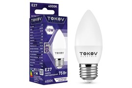 Лампа светодиодная TOKOV ELECTRIC ТКЕ-С37-E27-10-4К, С37, 10Вт, 220В, 4200К, цоколь Е27 79642