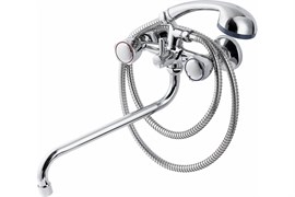 Смеситель для ванны Fauzt FZs-471-17, двухвентильный, излив 350мм, хром 87488