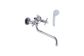 Смеситель для ванны ЭВЕРЕСТ B22-071A, двухвентильный, излив 358мм, белый 90007