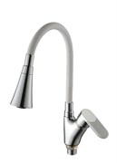 Смеситель для кухни AMMORE А5007-3Т, с гибким изливом, однорычажный, на гайке, белый 89894