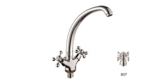 Смеситель для кухни D-LIN D153807, двухвентильный, на гайке, хром 89507