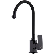 Смеситель для кухни FRUD R41104, с гибким изливом, однорычажный, на гайке, черный 90059