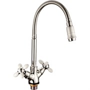 Смеситель для кухни LOFFREY LFН84310, с гибким изливом, однорычажный, на гайке, белый 90074