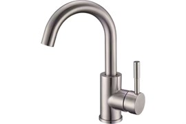 Смеситель для умывальника РМС SUS124-001F-1, однорычажный, излив 245мм, нержавеющая сталь 88379