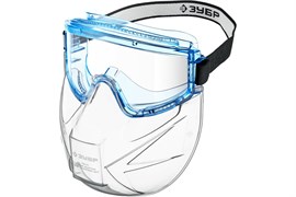 Очки защитные ЗУБР Панорама, панорамные, в комплекте со щитком, непрямая вентиляция,  прозрачные линзы 81569