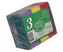 Губка бытовая Мини, 110x90x25мм, поролон с чистящем слоем, упаковка 3шт. 83830