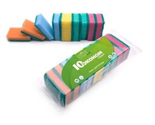 Губка бытовая Эконом Stream, 75x45x20мм, поролон с чистящем слоем, упаковка 10шт. 83814