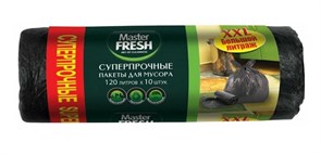 Мешки для мусора Master FRESH С0005198 XXL, 120л, 22мкм, ПВД, суперпрочные, черные, в рулоне 10шт. 80973