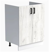 Тумба под мойку 600x500мм, 2 дверцы, ЛДСП дуб крафт белый, без корыта 70360