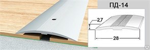 Порог держатель для пола стыкоперекрывающий ПД-14, 28x2.7ммx2.7м, алюминий 75013