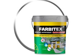 Краска фасадная FARBITEX, акриловая, 1.1кг, белоснежная, матовая 85993