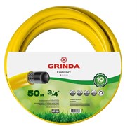 Шланг поливочный Grinda COMFORT 8-429003-3/4-50, 3/4дюйма, 50м, ПВХ, треъслойный, армированный, желтый 6044