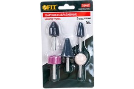 Насадки/шарошки FIT 36467 шлифовальные, абразивные, для фигурных отверстий по камню, набор 5шт. 90795