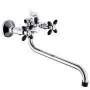 Смеситель для ванны ЭВЕРЕСТ B22-071F, двухвентильный, с круглым изливом, черный 89920