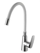 Смеситель для кухни AMMORE А5505-3, с гибким изливом, однорычажный, белый, силикон 89892