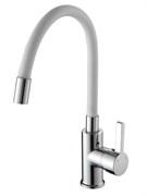 Смеситель для кухни AMMORE А5506-3, с гибким изливом, однорычажный, белый, силикон 89898