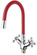 Смеситель для кухни D-LIN D153810-4, с гибким изливом, двухвентильный, красный, силикон 89510