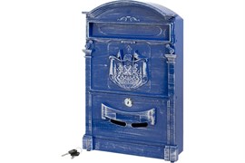 Ящик почтовый АЛЛЮР №4010В, 75х255х405мм, синий антик, с замком 83673