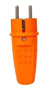 Вилка прямая UNIVersal 3031, 16А, 250В, IP44, с заземлением, каучук, оранжевая, (еврослот) 84175