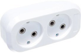 Колодка для удлинителя IONICH UNIVersal 1517, двухместная, 10А, 250В, IP20, без заземления, белая 80225