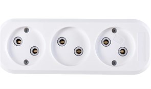 Колодка для удлинителя IONICH UNIVersal 1518, трехместная, 10А, 250В, IP20, без заземления, белая 88993