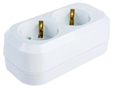 Колодка для удлинителя MAKEL 111, двухместная, 16А, 250В, IP20, 2200Вт, с заземлением, АБС-пластик, белый 88198
