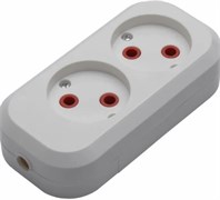 Колодка для удлинтеля STEKKER PST10-200-20, двухместная, 10А, 250В, IP20, без заземления, белый 90175