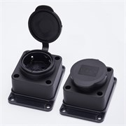 Розетка стационарная STEKKER PST16-31-44 Одри, одноместная, 16А, IP44, 230В, накладная, каучук, черный, с заземлением, с защитной крышкой 85195