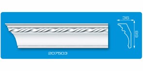 Плинтус потолочный Формат 207503, 68x36x2000мм, пенополистирол, белый 9474