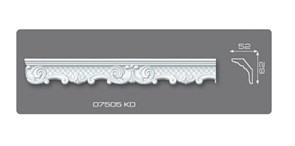 Плинтус потолочный 07505КD, 62x52ммx2м, для натяжного потолка, пенополистирол, белый 32976