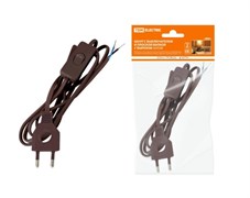 Шнур сетевой TDM ШУ03В SQ1305-0026, ШВВП 2х0.75мм2, 6А, 250В, IP20, 2м, с выключателем и плоской вилкой с вырезом, коричневый 18582