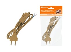 Шнур сетевой TDM ШУ01В SQ1305-0003, ШВВП 2х0.75мм2, 6А, 250В, IP20, 2м, с выключателем и плоской вилкой, бронза 17929