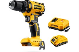 Дрель-шуруповерт STEHER CBS-65-21, аккумуляторная, ударная, 20В, 65Нм, 1 АКБ, 2Ач 92246