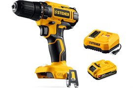 Дрель-шуруповерт STEHER CD-40-21, аккумуляторная, ударная, 20В, 40Нм, 1 АКБ, 2 Ач 92249