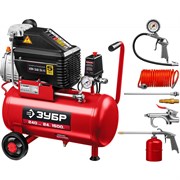 Компрессор воздушный ЗУБР КП-240-24, безмасляный, бытовой, с набором пневмоинструментов, 6 предметов 92170